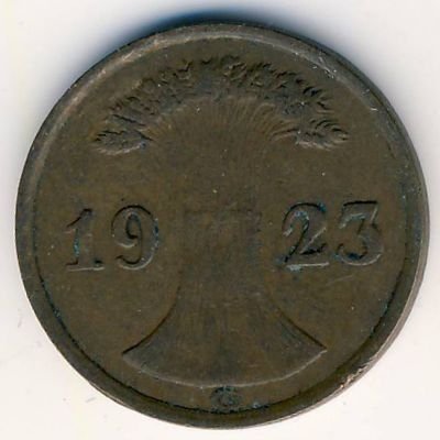 Веймарская республика 2 рентенпфеннига 1923 год (G)