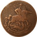 2 копейки 1757 год (номинал под гербом) Елизавета Петровна (1741 - 1762) - перечекан F