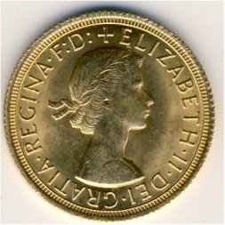 Великобритания 1 соверен 1966 год