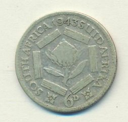 ЮАР 6 пенсов 1943 год