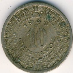 Мексика 10 сентаво 1945 год