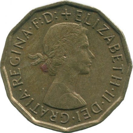Великобритания 3 пенса 1966 год