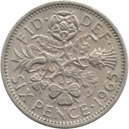 Великобритания 6 пенсов 1965 год