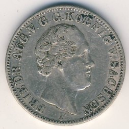 Монета Саксония 1/6 талера 1846 год