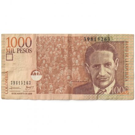 Колумбия 1000 песо 2009 год - Хорхе Эльесер Гайтан - VF