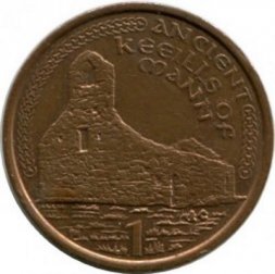 Остров Мэн 1 пенни 2001 год (отметка "AC" на реверсе)