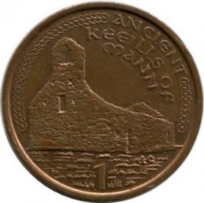 Остров Мэн 1 пенни 2001 год (отметка &quot;AC&quot; на реверсе)