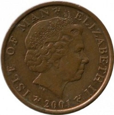 Остров Мэн 1 пенни 2001 год (отметка &quot;AC&quot; на реверсе)