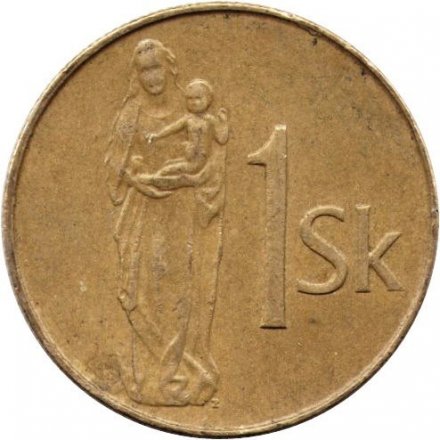 Словакия 1 крона 1993 год - Мадонна с младенцем