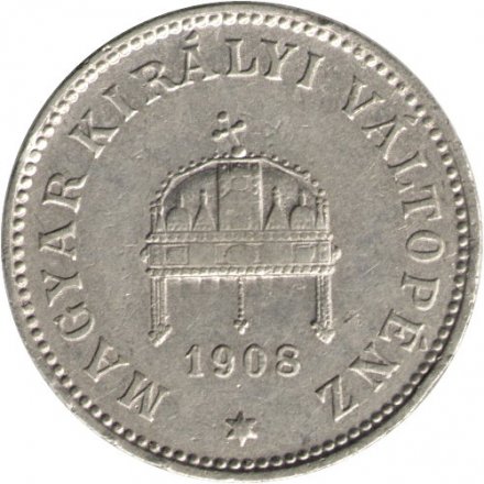 Венгрия 20 филлеров 1908 год
