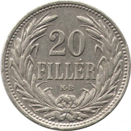 Венгрия 20 филлеров 1908 год