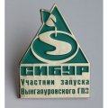 Значок Сибур. Участник запуска Вынгапуровского ГПЗ (на цанге)