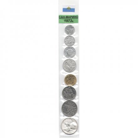 Набор из 8 монет Сан-Марино 1973 год (в запайке)