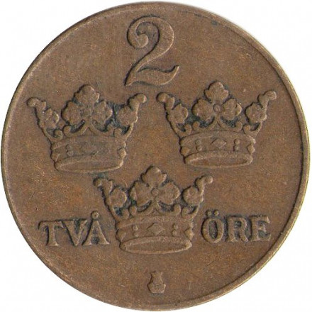 Швеция 2 эре 1933 год - Король Густав V