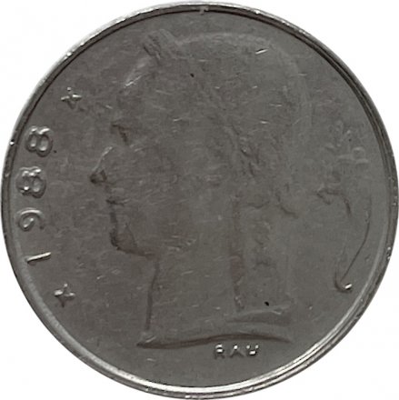 Бельгия 1 франк 1988 год BELGIQUE