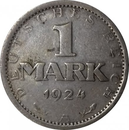 Веймарская республика 1 марка 1924 год (A)