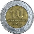 Уругвай 10 песо 2000 год - Хосе Хервасио Артигас (Без звёзд)