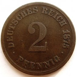 Германия 2 пфеннига 1875 год (J)