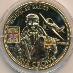 Монета Тристан-да-Кунья 1 крона 2010 год - Дуглас Бадер
