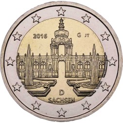 Германия 2 евро 2016 год - Саксония. (Дворец Цвингер, Дрезден)