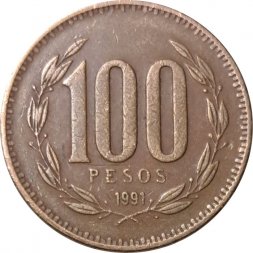 Чили 100 песо 1991 год
