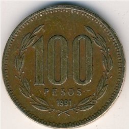 Чили 100 песо 1991 год