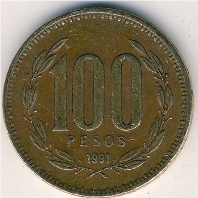 Чили 100 песо 1991 год