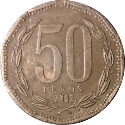 Чили 50 песо 2002 год