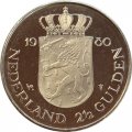 Нидерланды 2 1/2 гульдена 1980 год - Коронация королевы Беатрикс (proof)