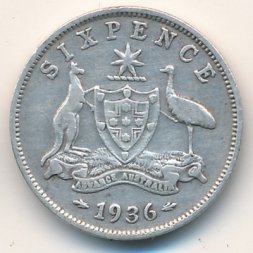 Австралия 6 пенсов 1936 год