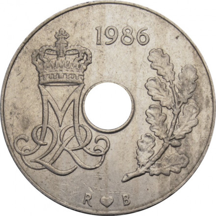 Дания 25 эре 1986 год - Королева Маргрете II