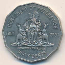 Австралия 50 центов 2001 год - 100-летие Федерации. Северные Территории