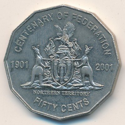 Австралия 50 центов 2001 год - 100-летие Федерации. Северные Территории