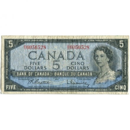 Канада 5 долларов 1961-1972 год (подпись Beattie, Rasminsky) - VF
