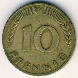 ФРГ 10 пфеннигов 1949 год (D)