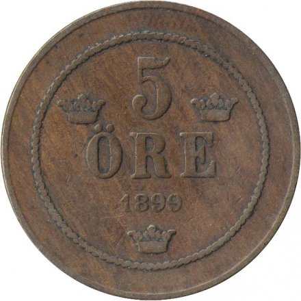 Швеция 5 эре 1899 год - Король Оскар II