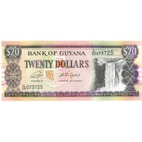 Гайана 20 долларов 2018 год - Водопад Кайетур. Паром Малали - UNC