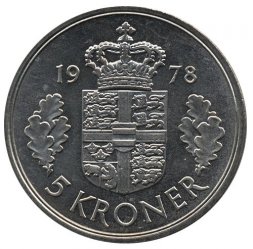 Дания 5 крон 1978 год - Королева Маргрете II
