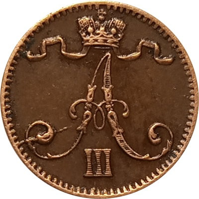 Финляндия 1 пенни 1894 год - Александр III - XF