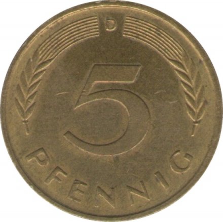 ФРГ 5 пфеннигов 1989 год - D
