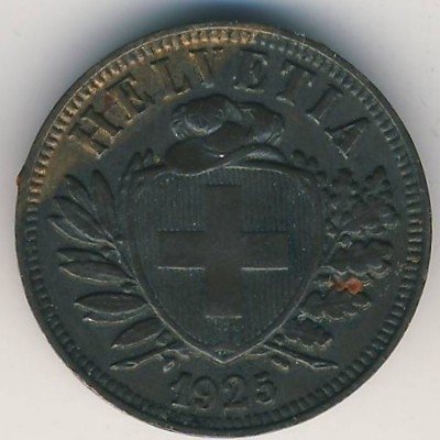 Швейцария 2 раппена 1925 год