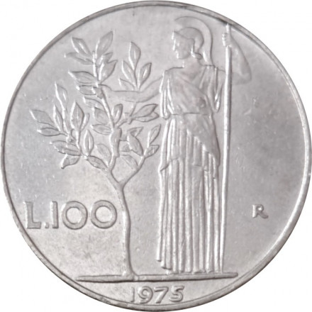 Италия 100 лир 1975 год - Минерва