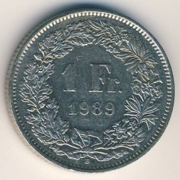 Швейцария 1 франк 1989 год