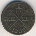 Швеция 1/12 скиллинга 1803 год
