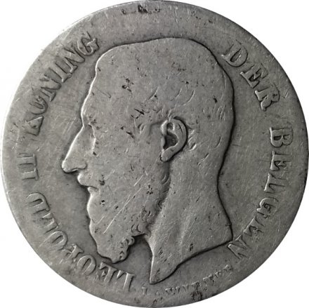 Бельгия 50 сантимов 1886 год - F
