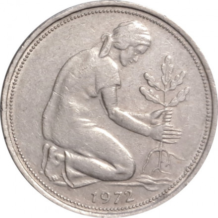 ФРГ 50 пфеннигов 1972 год (D)