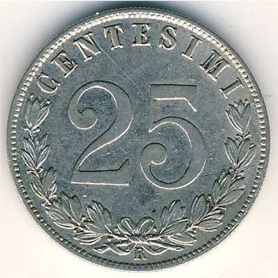 Италия 25 чентезимо 1902 год