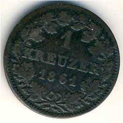 Бавария 1 крейцер 1861 год