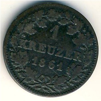 Бавария 1 крейцер 1861 год