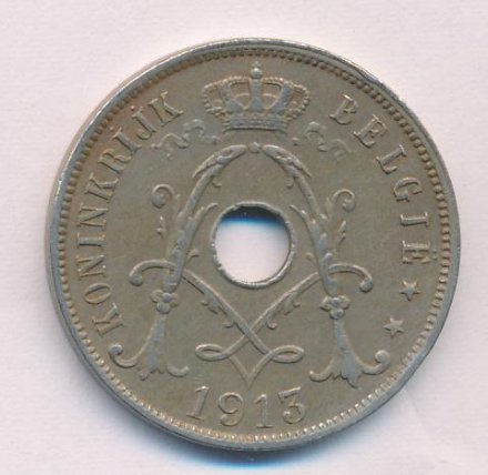 Бельгия 25 сантимов 1913 год KONINGRIJK BELGIË